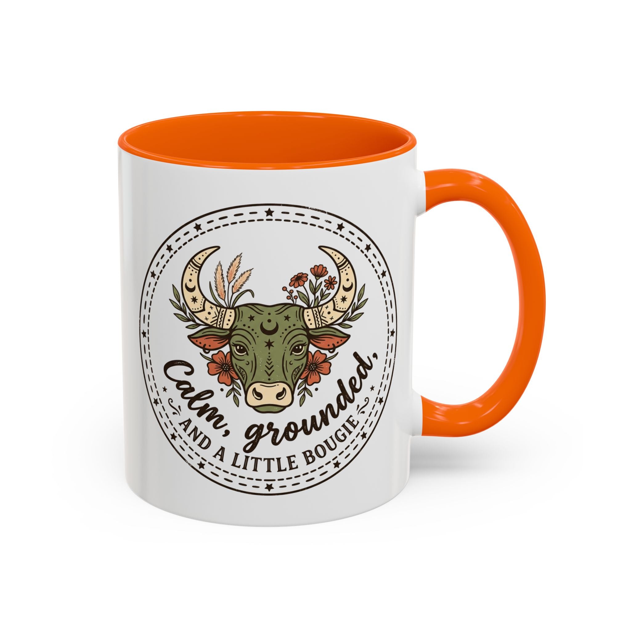 Calm, Grounded & A Little Bougie Cow Accent Coffee Mug — 11/15oz Ceramic