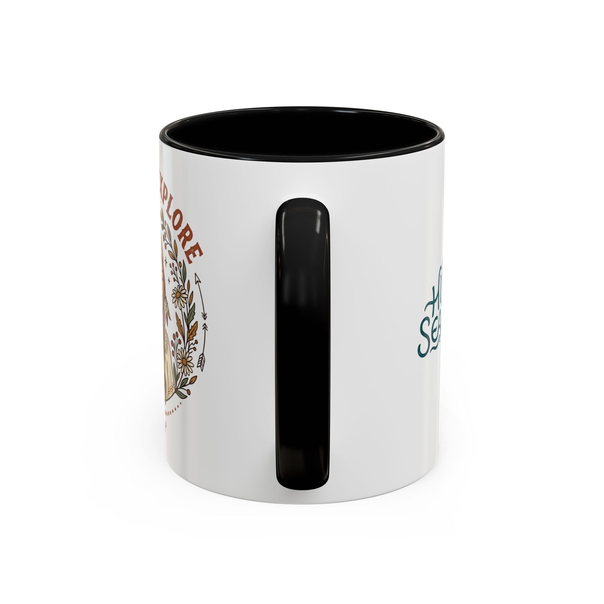 Born to Explore Accent Coffee Mug — Boho Adventure Travel Ceramic Mug