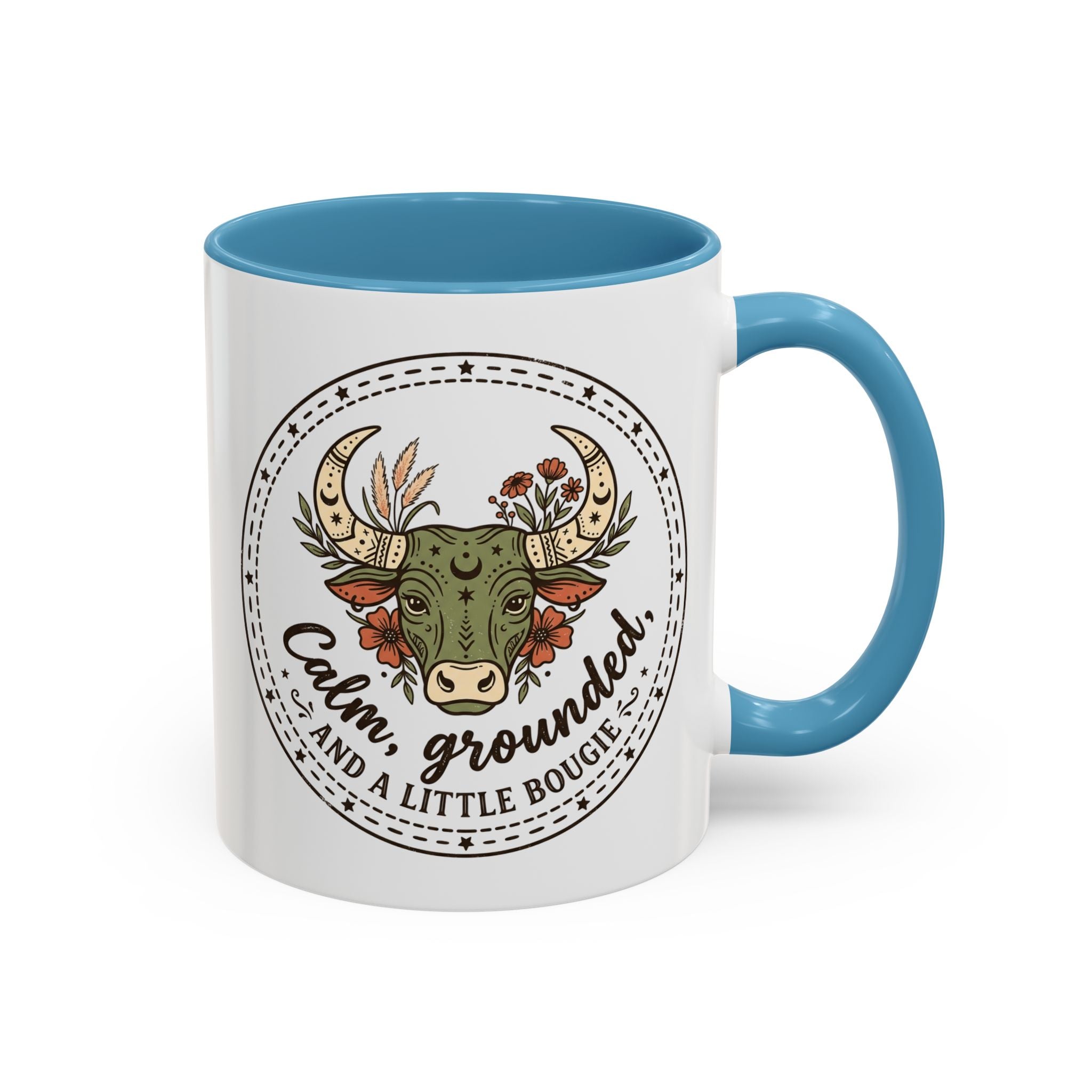 Calm, Grounded & A Little Bougie Cow Accent Coffee Mug — 11/15oz Ceramic