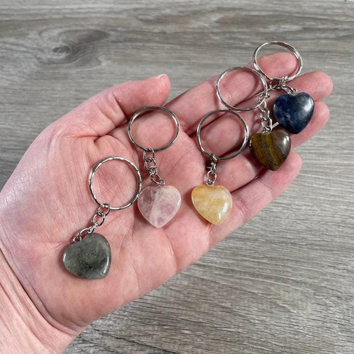 Assorted Gemstone Heart Keychain – Crystal Heart Keychains