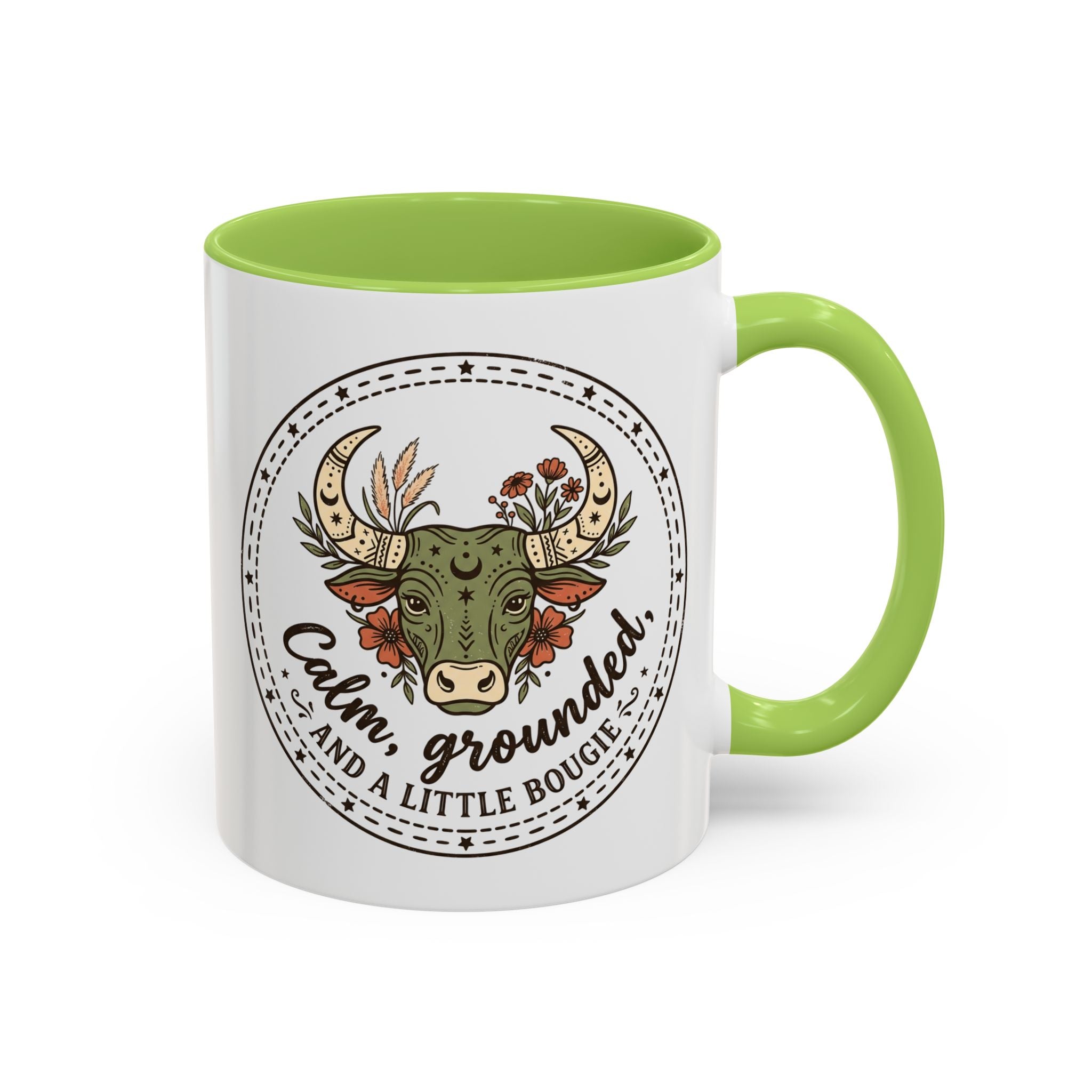 Calm, Grounded & A Little Bougie Cow Accent Coffee Mug — 11/15oz Ceramic
