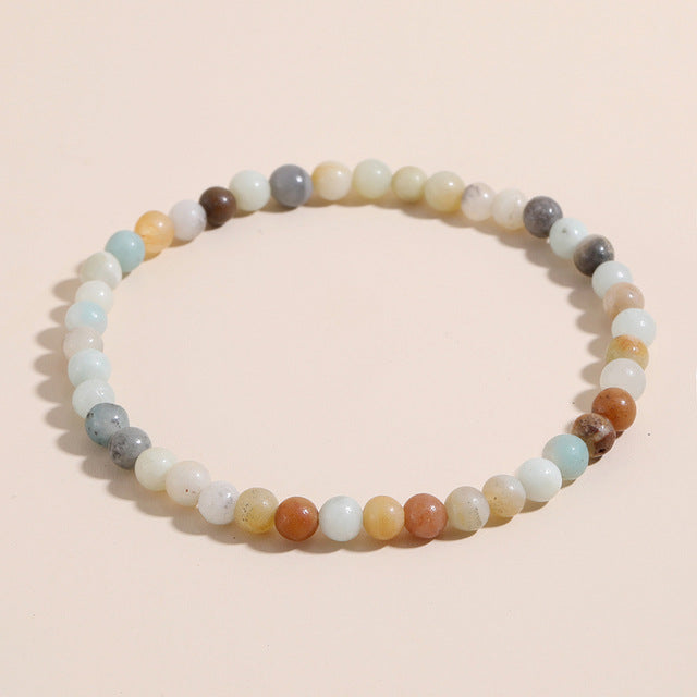 4mm Natural Stone Agate Beaded Bracelet