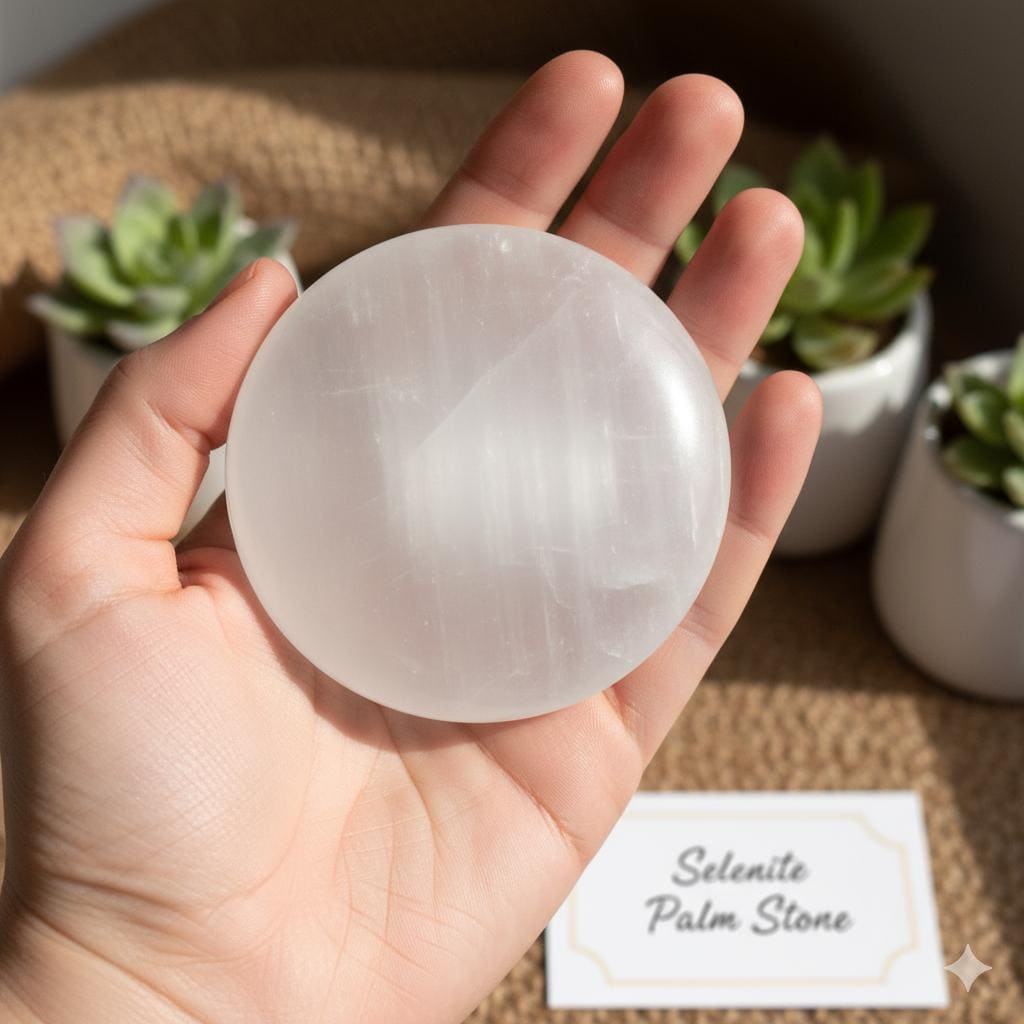 Selenite Palm Stone