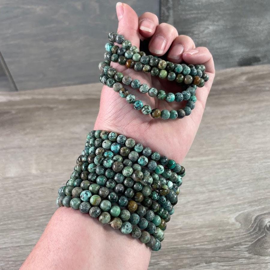 Natural African Turquoise Beaded Bracelet - Grounding Jewelry for Success and Change