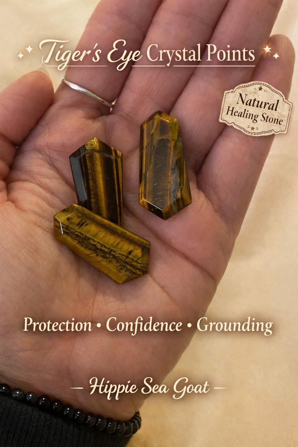 Tiger's Eye Mini Wand-Pocket Stone for Confidence & Protection